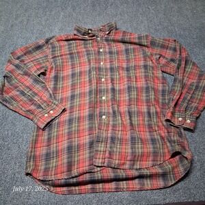 Basic Options‎ Flannel Shirt Men Size Large Red Plaid Long Sleeve Lightweight